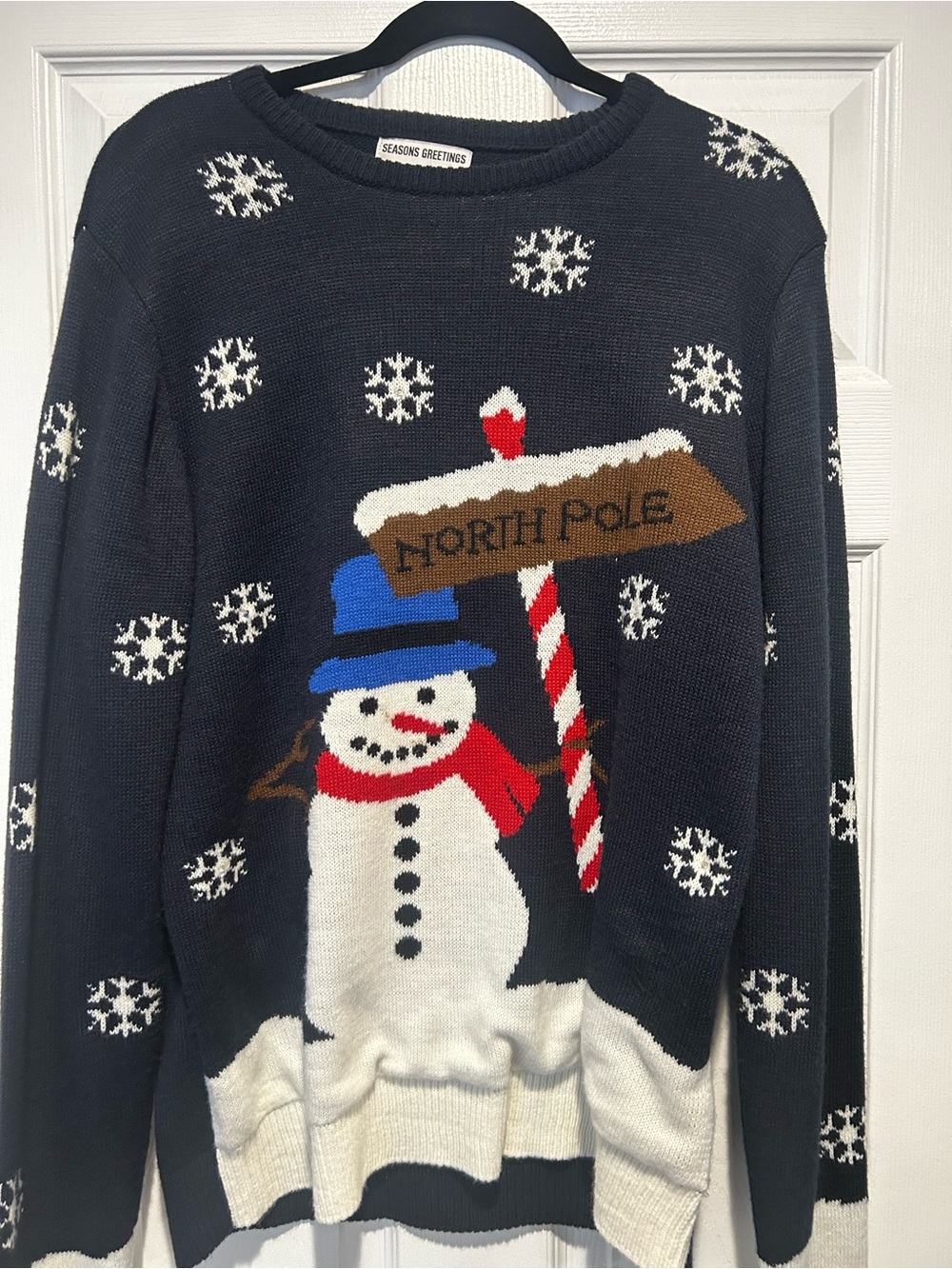 Women's Navy 'North Pole' Snowman Sweater